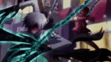 a man with a chain around his neck is fighting another man .