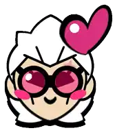 a cartoon character wearing sunglasses and a pink heart on her head .