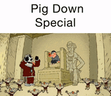 a poster for pig down special shows a statue of lincoln