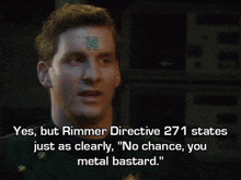 a man with the word rimmer on his forehead