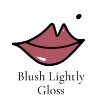 a logo for blush lightly gloss with a drawing of lips