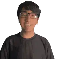 a young man wearing glasses and a black shirt that says christopher