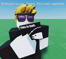 a cartoon character holding a sign that says " this is bait "