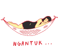 Sleepy Girl In Hammock Says Ngantuck In Indonesian Sticker