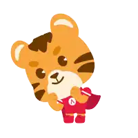 a cartoon tiger with hearts in his eyes and the letter a on his chest