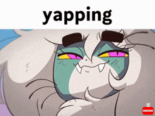 a cartoon drawing of a cat with the word yapping on top