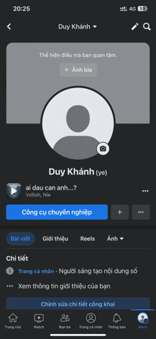 a screenshot of a facebook page with the name duy khánh