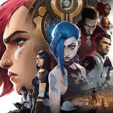 a group of animated characters including jinx and vi
