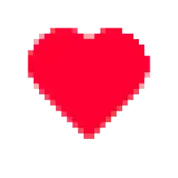 a pixel art drawing of a red heart on a white background