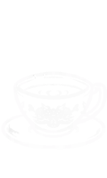 a black and white drawing of a cup and saucer