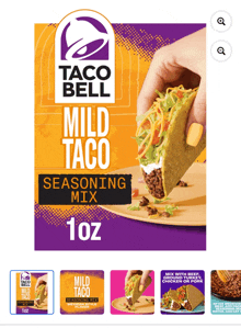 a box of taco bell mild taco seasoning mix 10z