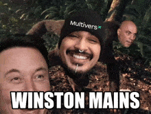 a man wearing a hat that says multivers on it smiles