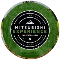a green circle with the words mitsubishi experience 4you4discovery x on it