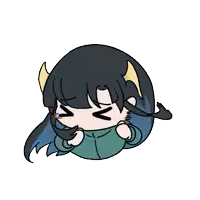a cartoon drawing of a girl with horns