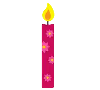 a pink candle with pink flowers on it