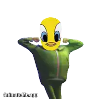 a cartoon character with animate me app on the bottom right