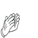 a black and white drawing of a pair of hands applauding .