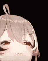 a close up of a girl 's face with a triangle on her head