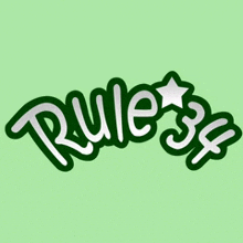 a green and white rule 34 logo with a star in the middle