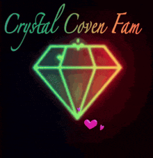 a colorful diamond with the words crystal coven fam written above it
