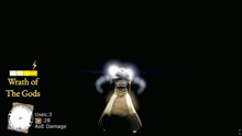 a screenshot of a video game with the words wrath of the gods