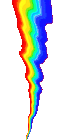 a rainbow colored lightning bolt is against a white background