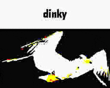 a black and white drawing of a bird with the word dinky on the bottom .