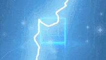 a blue glowing square in the middle of a dark blue room