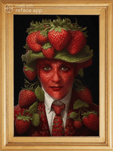 a painting of a woman with strawberries on her face