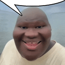 a man with a speech bubble over his head