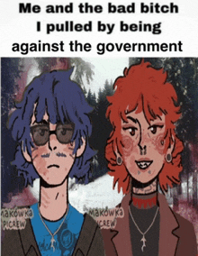 a cartoon of a boy and a girl with the caption me and the bad bitch