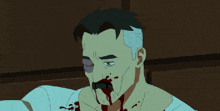 a cartoon character with blood coming out of his nose