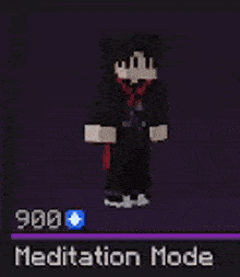 a minecraft character is standing in a meditation mode on a purple background .