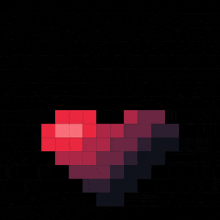 a pixel art of a red heart on a black background .