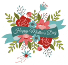 a happy mother 's day card with flowers and leaves