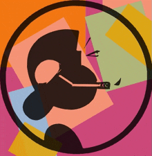 a colorful circle with a silhouette of a person holding a microphone with the letter cc on it