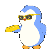 a penguin wearing sunglasses with a dollar sign on them