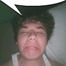 a man with a speech bubble above his head makes a funny face