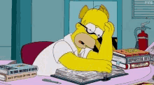 homer simpson stressed study read book