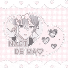 a picture of a girl with the name nagi de mao on it