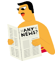 Ashok Reads Newspaper With Caption Any News In English Sticker - Good Morning News Google Stickers