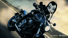 a cartoon character is riding a motorcycle on a road with the words minimax on the bottom left