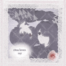 a picture of a boy and a girl with ritsu loves ray written on the bottom