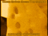 a picture of a piece of cheese with the words cheese glorious cheese tv ad slowed