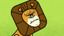 a cartoon drawing of a lion with a mustache on its face