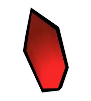 a red triangle with a black border is against a white background