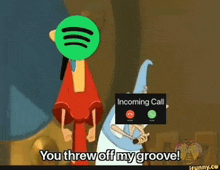 a cartoon character with a green spotify logo on his head