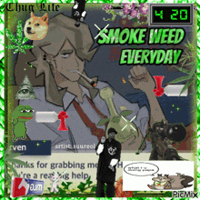 a poster that says smoke weed everyday with a doge on it