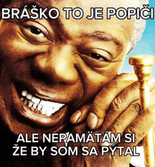 a picture of a man with a trumpet and the words brasko to je popici above it