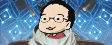 a cartoon drawing of a man wearing glasses